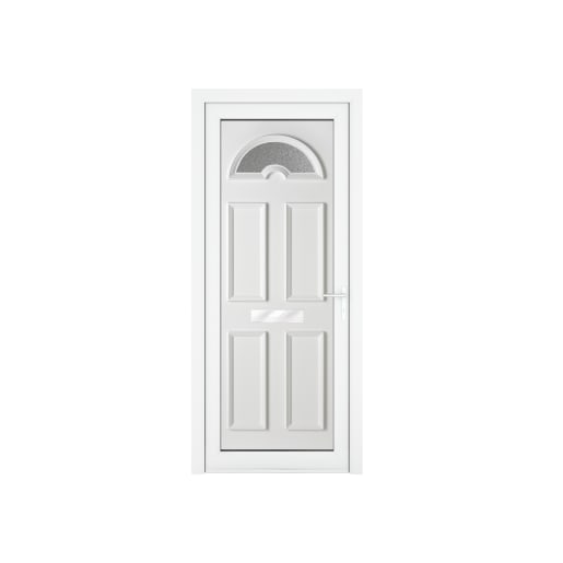 Crystal uPVC Front Door Sunburst Glass Sandringham White Left Hand Obscure Glass 920x2090mm