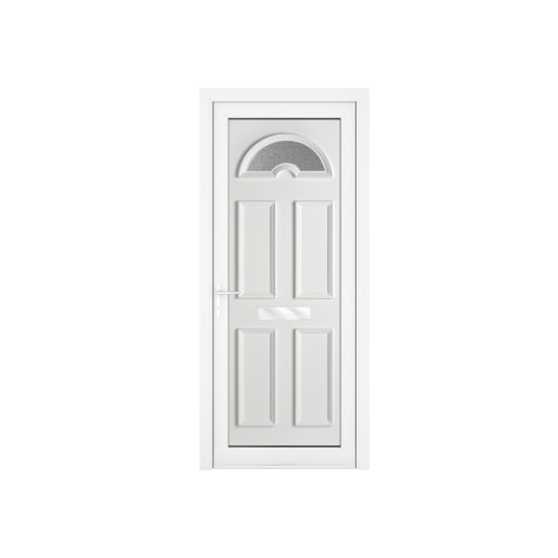 Crystal uPVC Front Door Sunburst Glass Sandringham White Right Hand Obscure Glass 920x2090mm