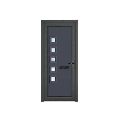 Crystal uPVC Front Door Contemporary 5 Glass Malaga Grey/White Left Hand Obscure Glass 920x2090mm