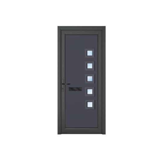 Crystal uPVC Front Door Contemporary 5 Glass Malaga Grey/White Right Hand Obscure Glass 920x2090mm