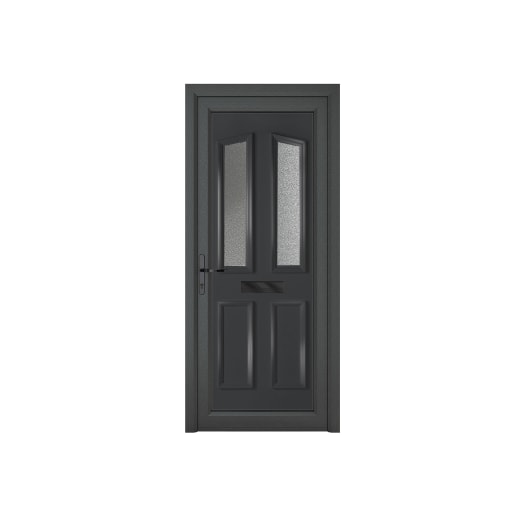 Crystal uPVC Front Door 4 Panel 2 Glass Kensington Grey/White Right Hand Obscure Glass 920x2090mm