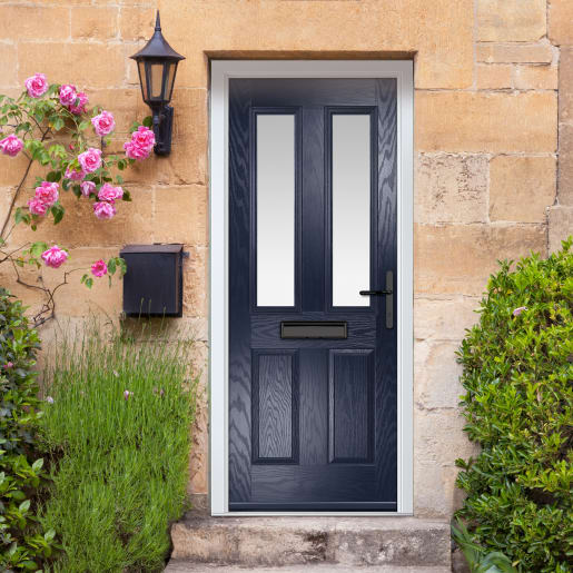 Carnoustie Blue Clear Glass 920 x 2090mm Left Hand