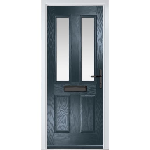 Carnoustie Anthracite Grey Stipolytte Glass 920 x 2090mm Left Hand