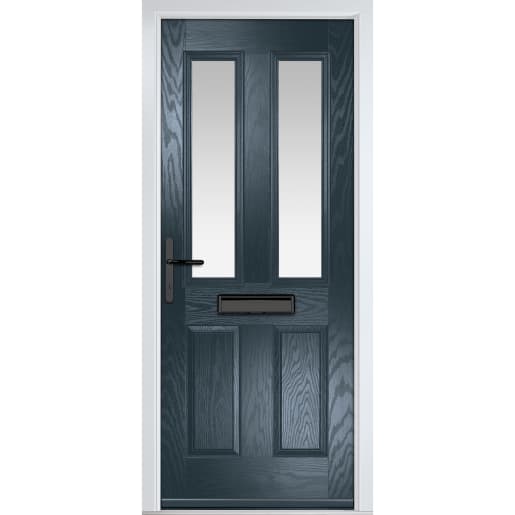 Carnoustie Anthracite Grey Clear Glass 920 x 2090mm Right Hand