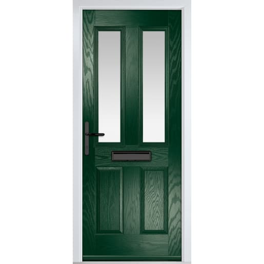 Carnoustie Green Clear Glass 920 x 2090mm Right Hand