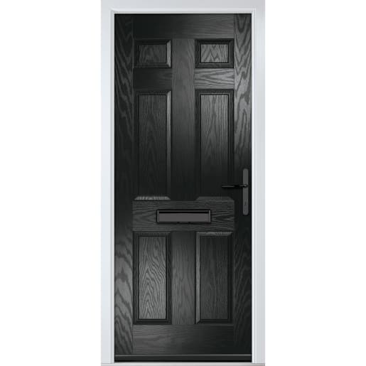 Muirfield solid Black None Glass 920 x 2090mm Left Hand