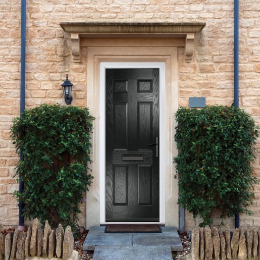 Muirfield solid Black None Glass 920 x 2090mm Left Hand