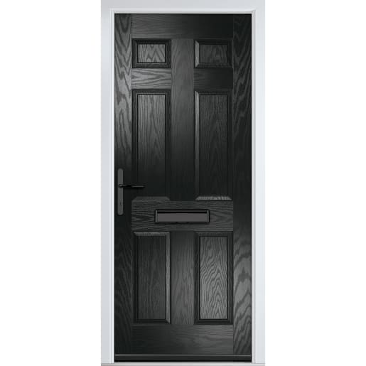 Muirfield solid Black None Glass 920 x 2090mm Right Hand