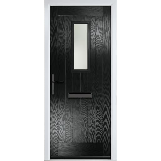 Sunningdale Black Stipolytte Glass 920 x 2090mm Right Hand