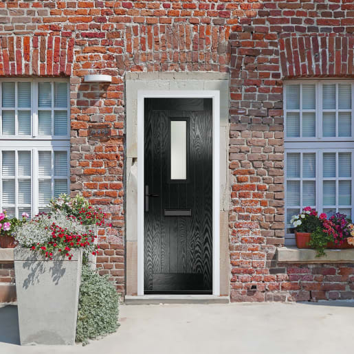 Sunningdale Black Stipolytte Glass 920 x 2090mm Right Hand