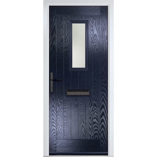 Sunningdale Blue Stipolytte Glass 920 x 2090mm Right Hand