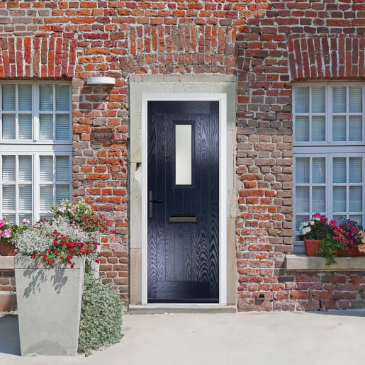 Sunningdale Blue Stipolytte Glass 920 x 2090mm Right Hand