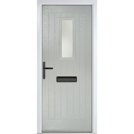 Sunningdale Agate Grey Stipolytte Glass 920 x 2090mm Right Hand