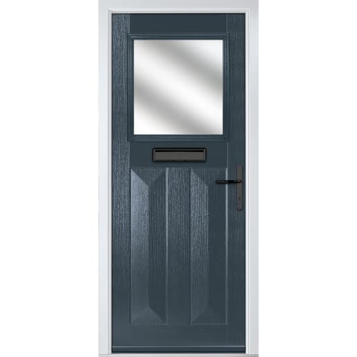 Eaton Anthracite Grey Stipolytte Glass 920 x 2090mm Left Hand