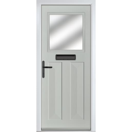 Eaton Agate Grey Stipolytte Glass 920 x 2090mm Right Hand