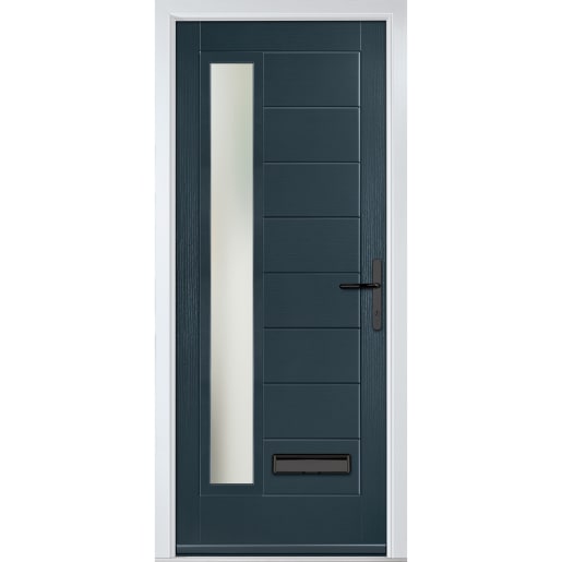 Monza Left Anthracite Grey Stipolytte Glass 920 x 2090mm Left Hand