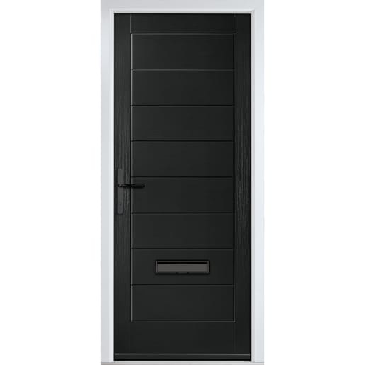 Monza Solid Black No Glass 920 x 2090mm Right Hand
