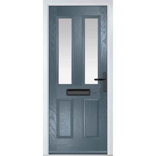 Carnoustie Slate Grey Clear Glass 890 x 2090mm Left Hand