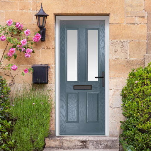 Carnoustie Slate Grey Clear Glass 890 x 2090mm Left Hand