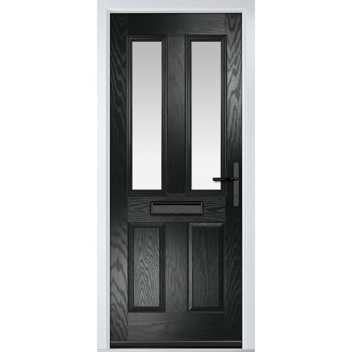 Carnoustie Black Clear Glass 890 x 2090mm Left Hand