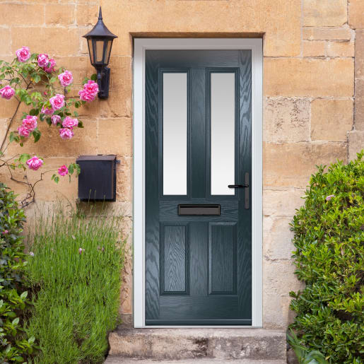 Carnoustie Anthracite Grey Stipolytte Glass 890 x 2090mm Left Hand