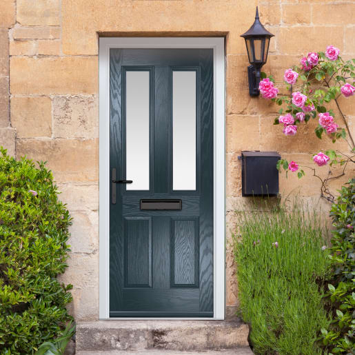 Carnoustie Anthracite Grey Clear Glass 890 x 2090mm Right Hand