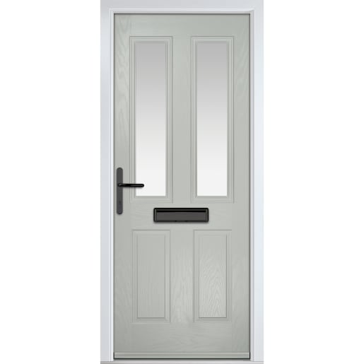 Carnoustie Agate Grey Clear Glass 890 x 2090mm Right Hand