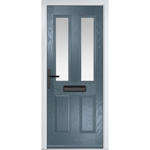 Carnoustie Slate Grey Stipolytte Glass 890 x 2090mm Right Hand