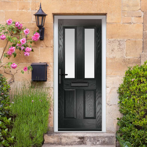 Carnoustie Black Stipolytte Glass 890 x 2090mm Right Hand