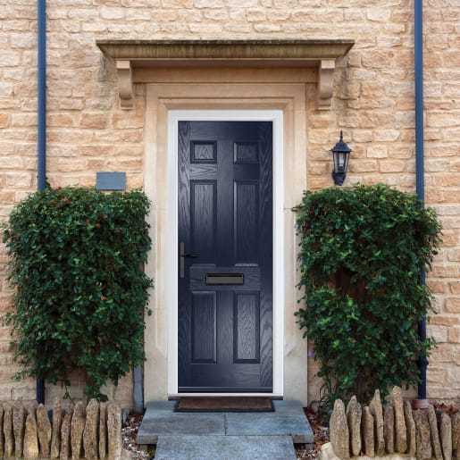Muirfield solid Blue None Glass 890 x 2090mm Right Hand