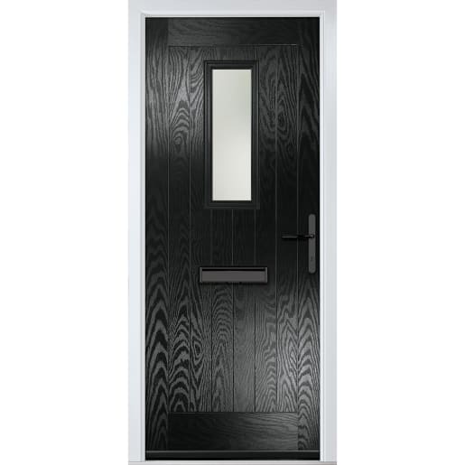 Sunningdale Black Stipolytte Glass 890 x 2090mm Left Hand