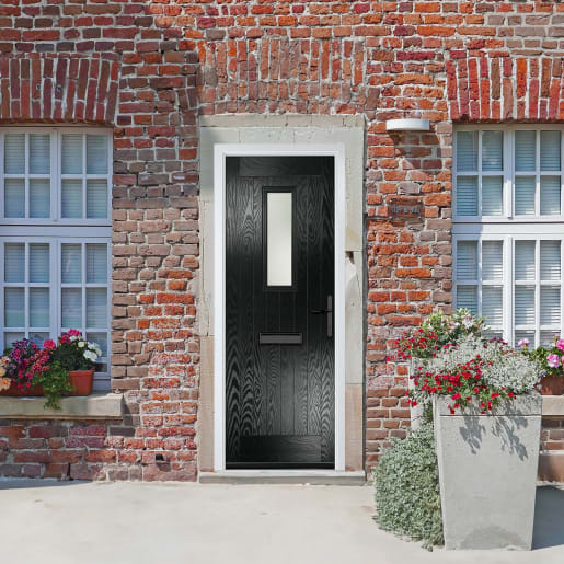 Sunningdale Black Stipolytte Glass 890 x 2090mm Left Hand