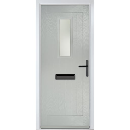 Sunningdale Agate Grey Stipolytte Glass 890 x 2090mm Left Hand