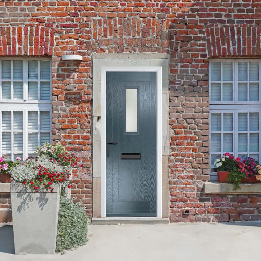 Sunningdale Slate Grey Stipolytte Glass 890 x 2090mm Right Hand