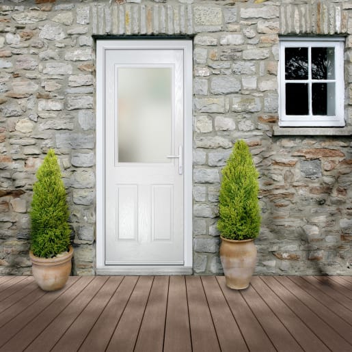 Lytham White Clear Glass 890 x 2090mm Left Hand