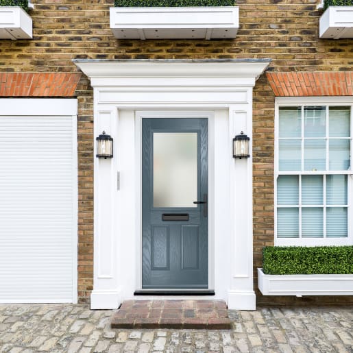 Lytham Slate Grey Stipolytte Glass 890 x 2090mm Left Hand