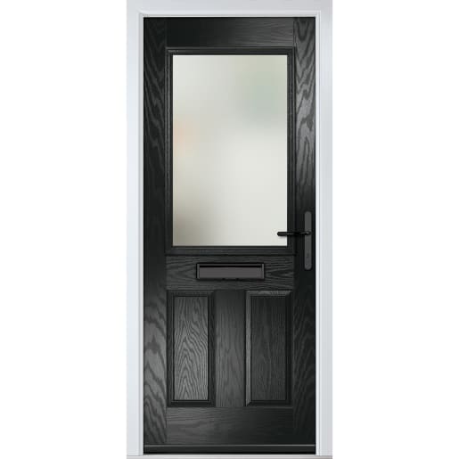 Lytham Black Stipolytte Glass 890 x 2090mm Left Hand