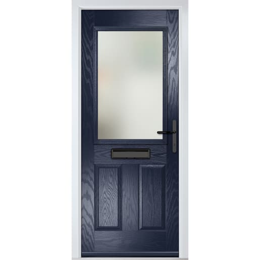 Lytham Blue Stipolytte Glass 890 x 2090mm Left Hand