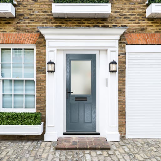 Lytham Slate Grey Stipolytte Glass 890 x 2090mm Right Hand