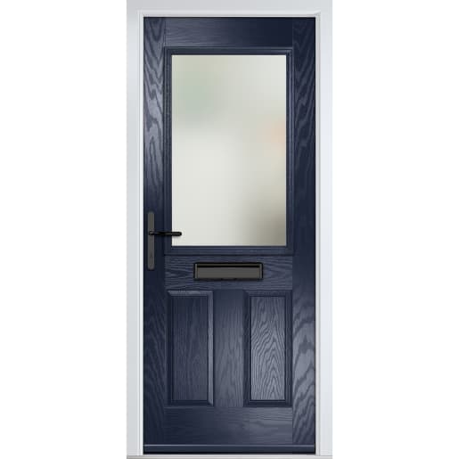 Lytham Blue Stipolytte Glass 890 x 2090mm Right Hand