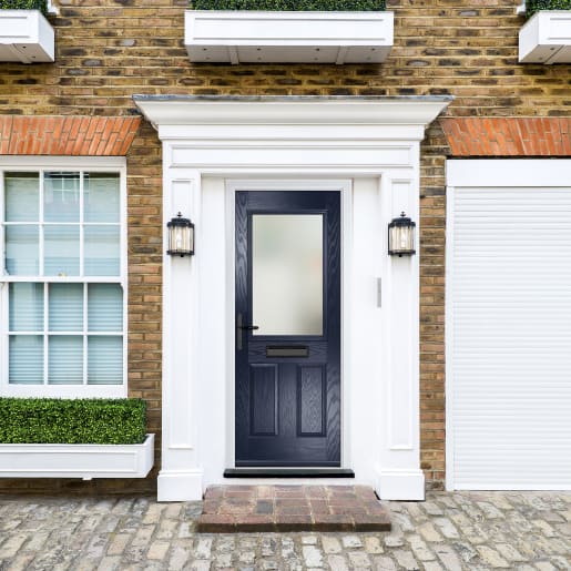 Lytham Blue Stipolytte Glass 890 x 2090mm Right Hand
