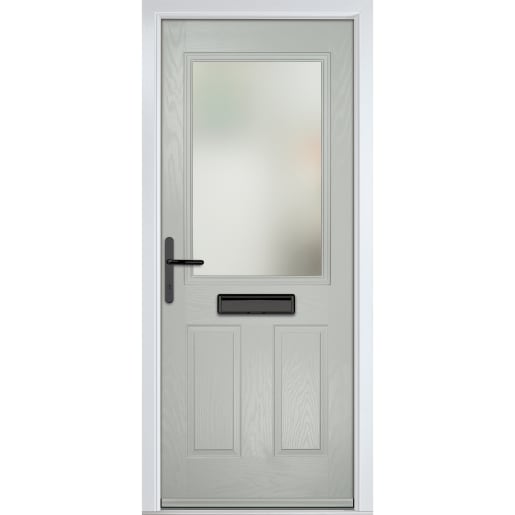 Lytham Agate Grey Stipolytte Glass 890 x 2090mm Right Hand