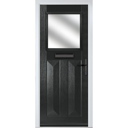 Eaton Black Clear Glass 890 x 2090mm Left Hand