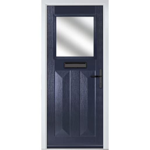Eaton Blue Stipolytte Glass 890 x 2090mm Left Hand