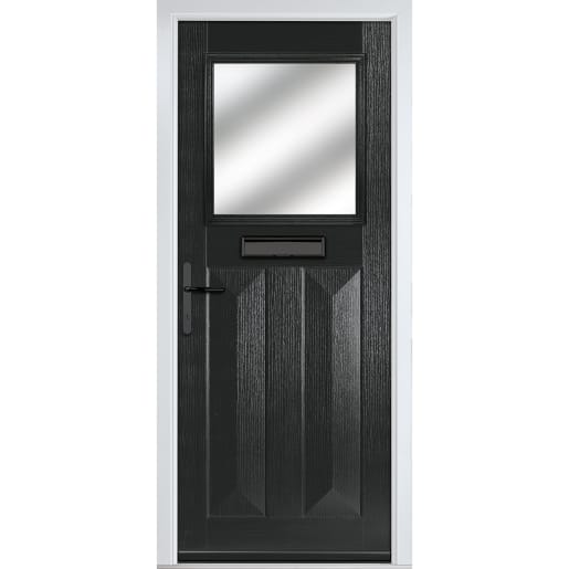 Eaton Black Stipolytte Glass 890 x 2090mm Right Hand