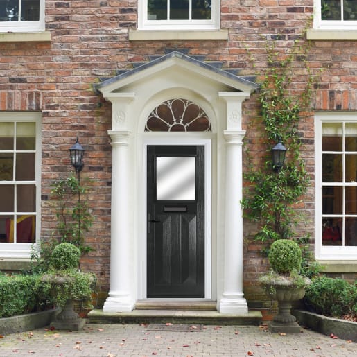 Eaton Black Stipolytte Glass 890 x 2090mm Right Hand