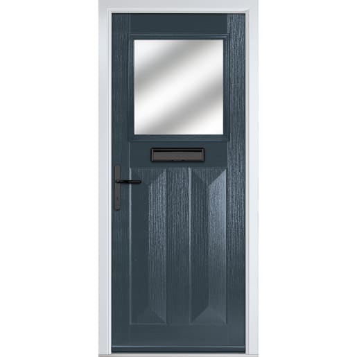 Eaton Anthracite Grey Stipolytte Glass 890 x 2090mm Right Hand