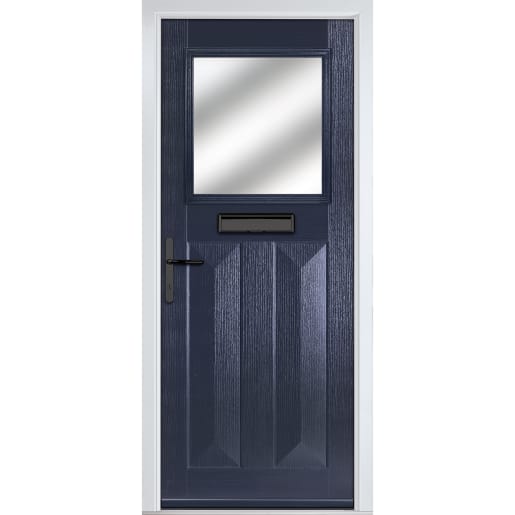 Eaton Blue Stipolytte Glass 890 x 2090mm Right Hand