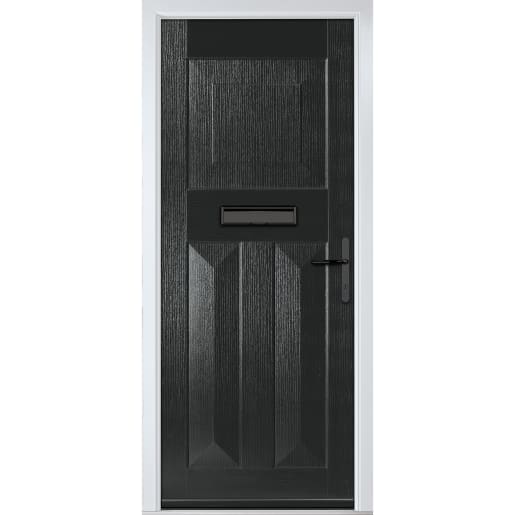 Eaton Solid Black None Glass 890 x 2090mm Left Hand