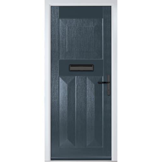 Eaton Solid Anthracite Grey None Glass 890 x 2090mm Left Hand